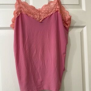 Ashley Stewart Coral and Pink Lace Chemise